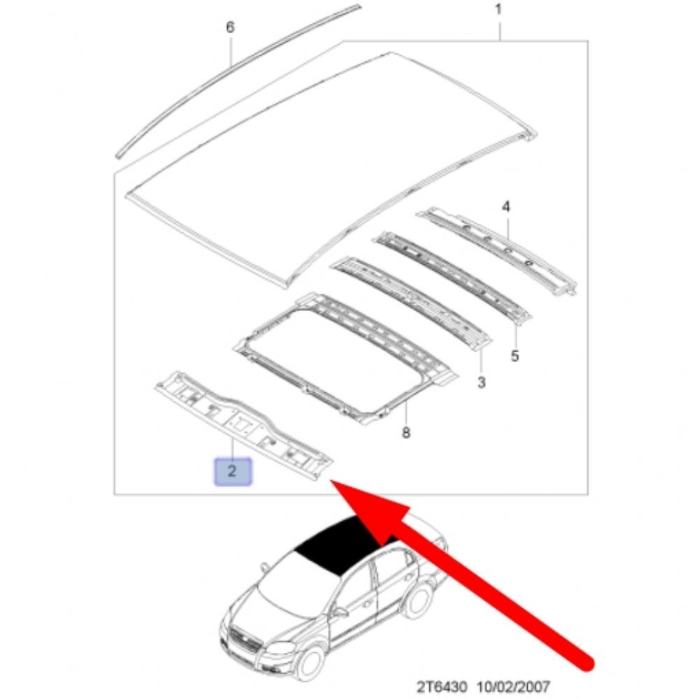 Chevrolet Kalos T200 Front Roof Rail GM Genuine 96533472