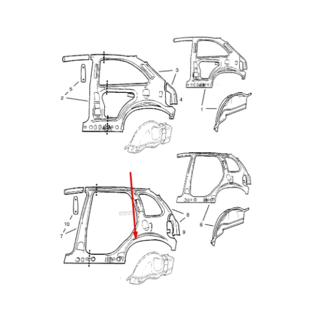 Product Code : 5183655 - Opel Corsa B Left Rear Inner Fender Sheet F68 GM Original 5183655 - 90387189