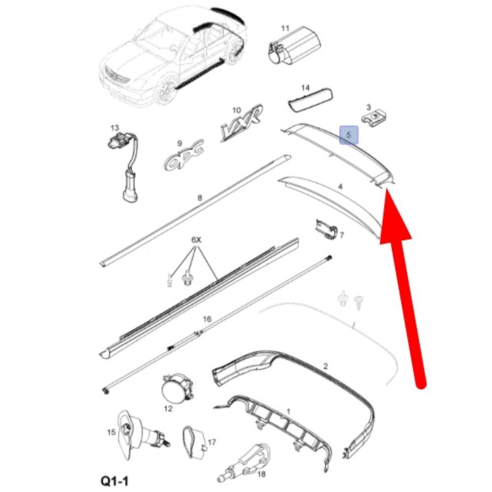 Product Code : 1705039 - Opel Vectra C Rear Roof Spoiler F35 GM Original 1705039 - 1504815