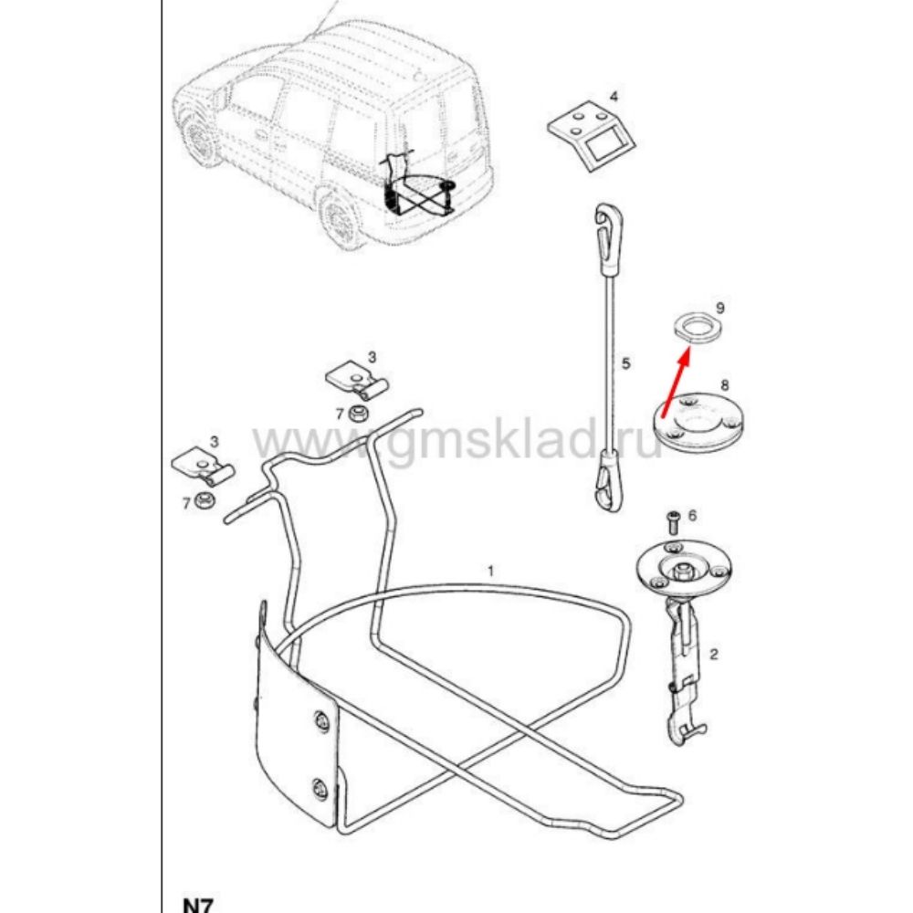 Opel Combo C Rear Spare Wheel Intermediate Distance GM Genuine 1418679 - 13175405