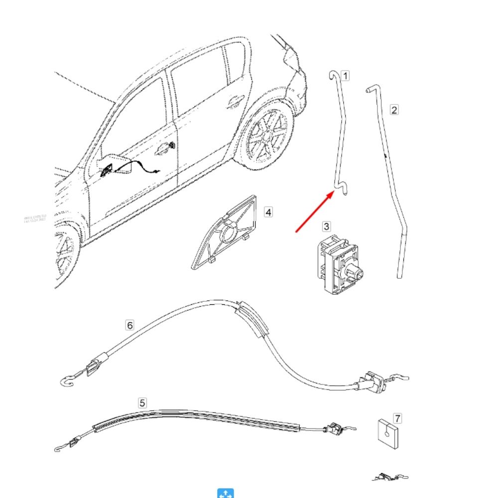 Opel Astra H Door Lock Bar GM Genuine 24463568 - 5133729