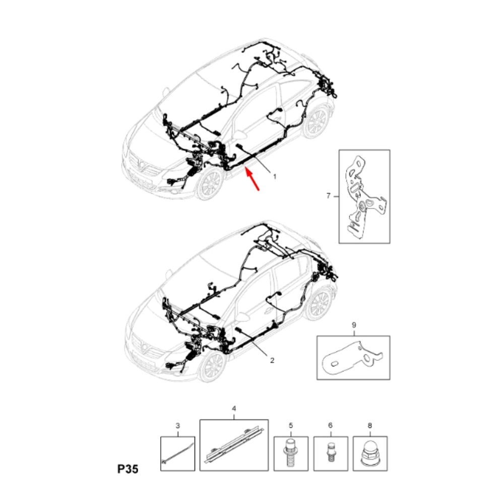 Opel Corsa D Compressor Wiring Harness GM Genuine 13254077 - 1281824