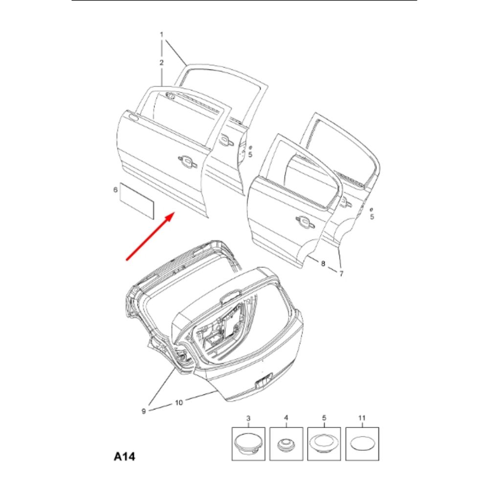 Product Code : 93189344 - Opel Corsa D Left Front Door Sheet GM Original 93189344 - 5128451