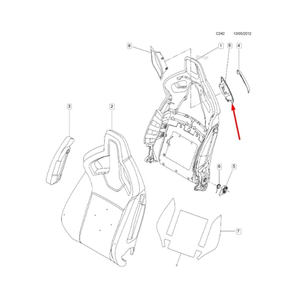 Opel Astra J Rear Right And Left Upper Seat Panel Terminator GM Original 13416853 - 2250465