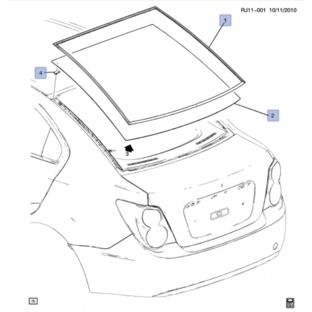 Product Code : 95479996 - Chevrolet Aveo T300 Rear Boot Window GM Genuine 42595639 - 95421517