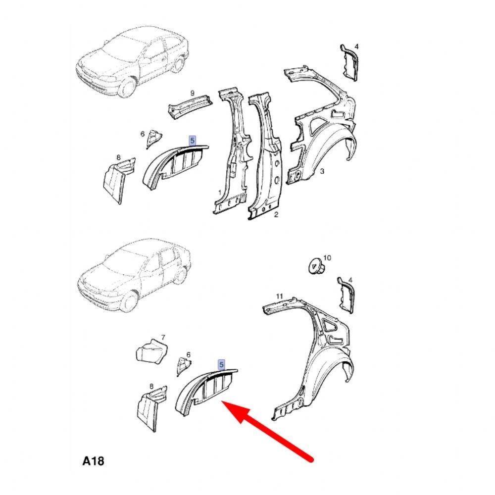 Product Code : 90521328 - Opel Astra G Left Rear Inner Mudguard Wheel Housing Plate F48 GM Genuine 90521328 - 1122885