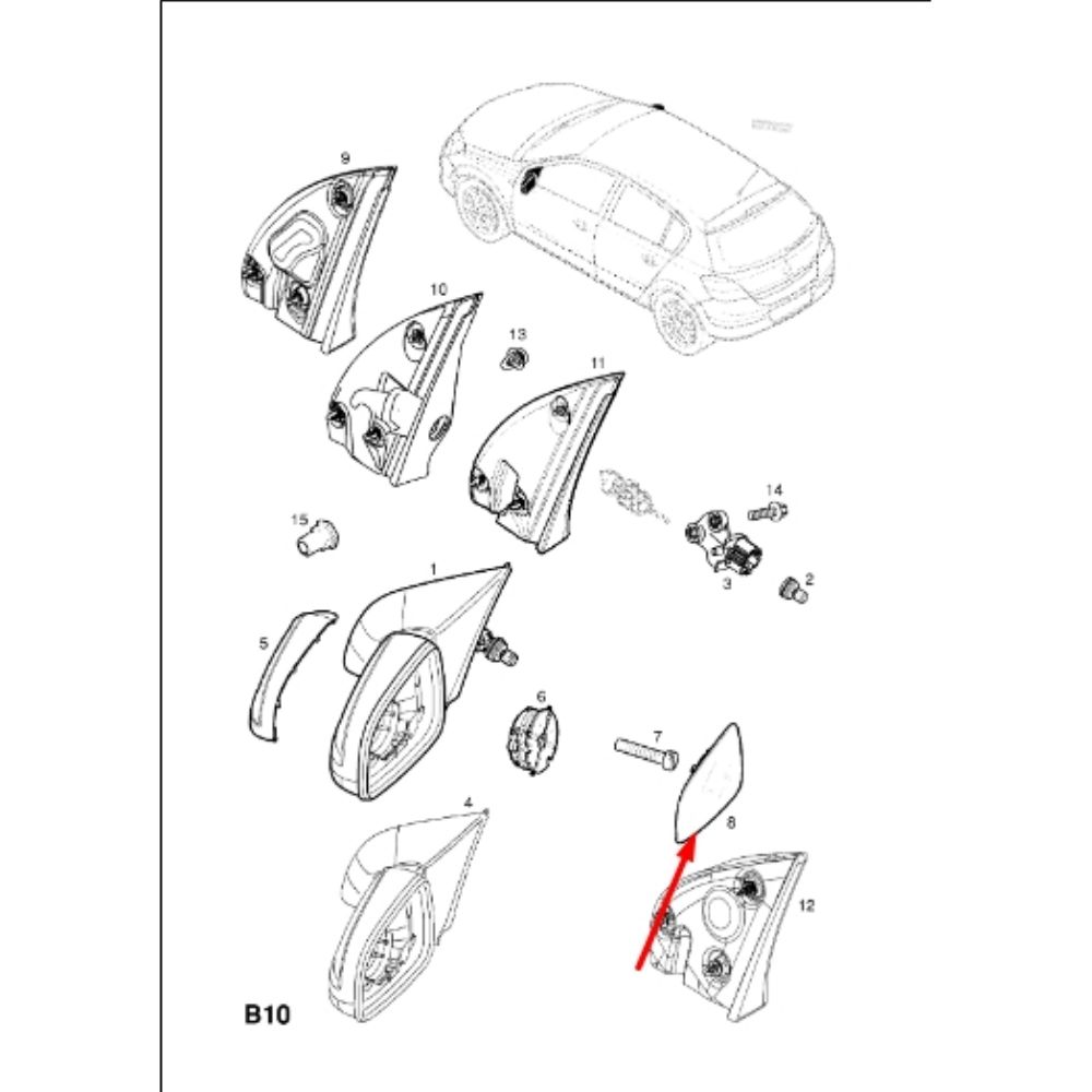 Product Code : 13142379 - Opel Astra H Right Outside Rear View Mirror Glass Manual Type GM Original 13142379 - 1426467