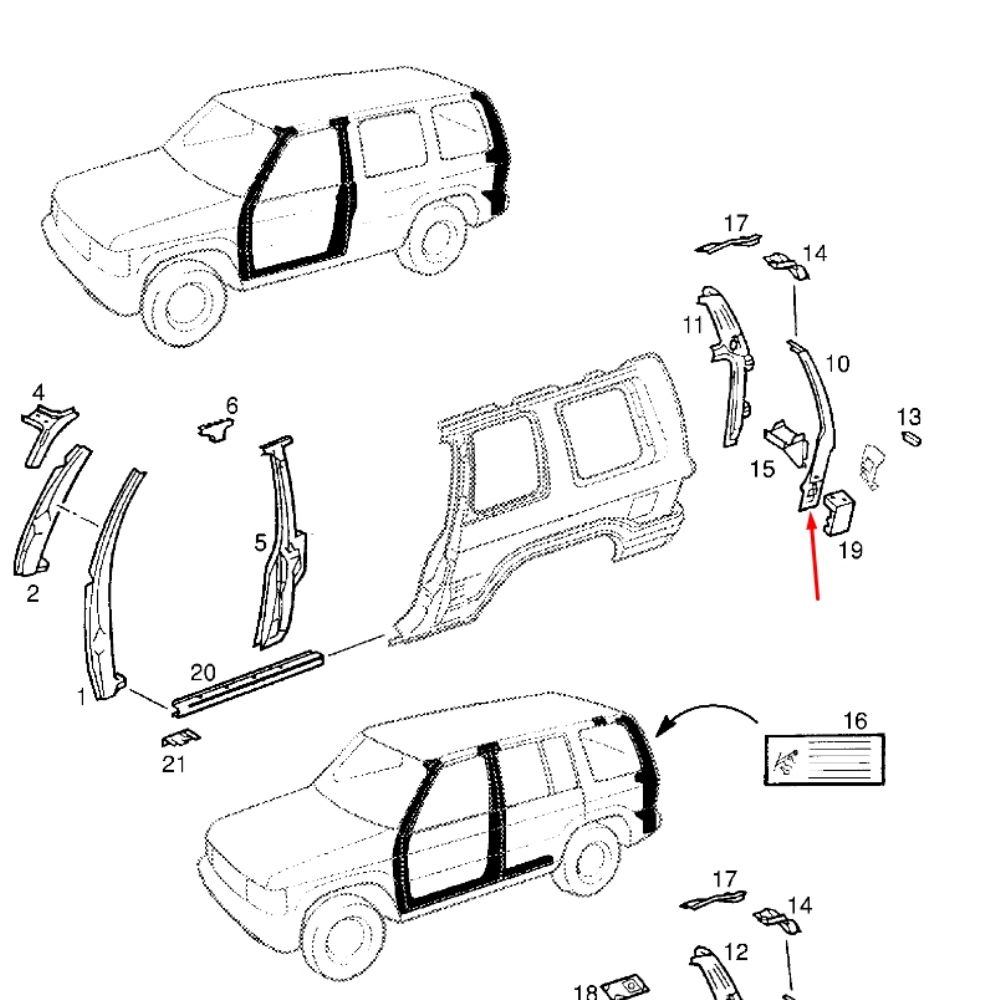 Opel Monterey Right Outer Panel C Pillar GM Genuine 94358368 - 184582