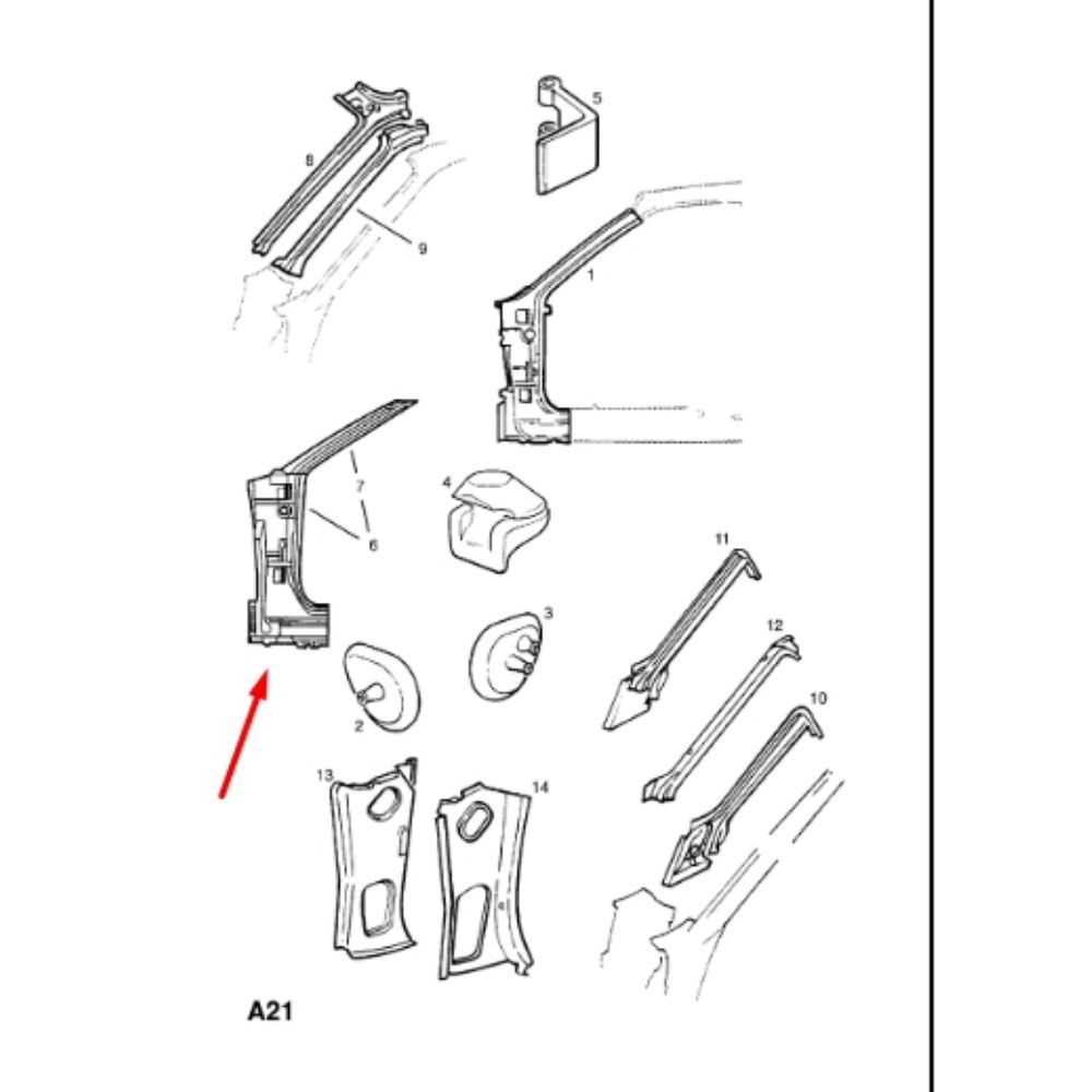 Opel Astra F Left Front Exterior A Pillar Panel GM Genuine 90588560 - 120071