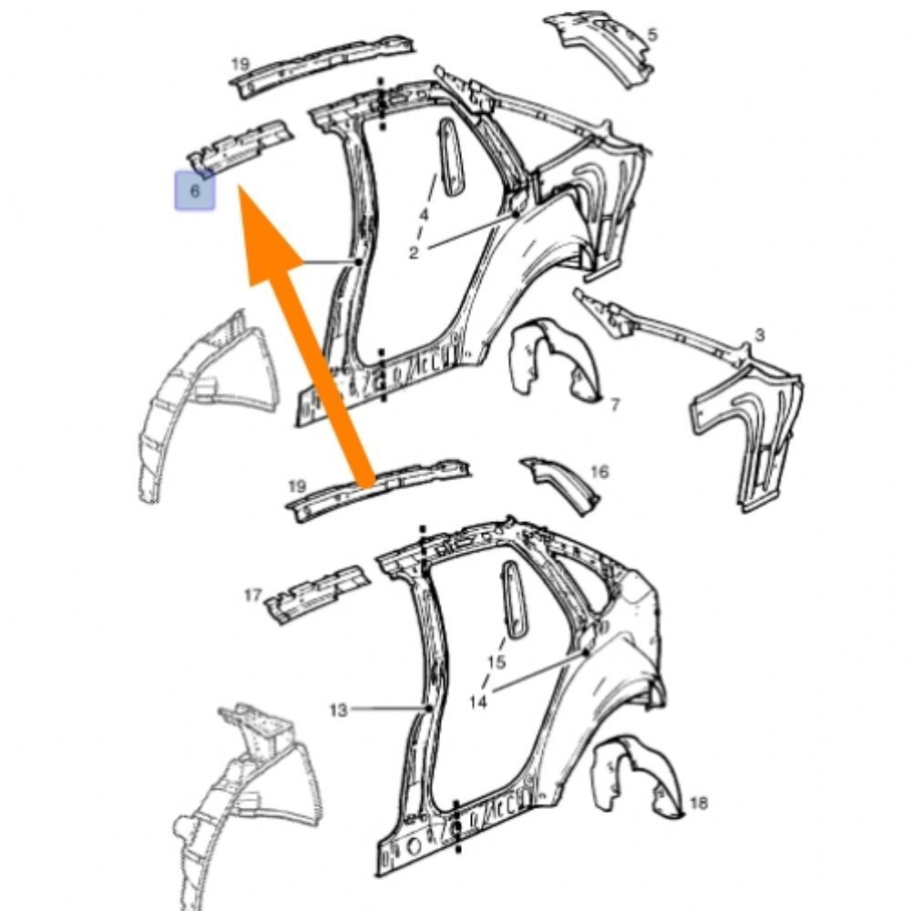 Opel Vectra A Left Front Inner Roof Rail Side GM Genuine 90463421 - 187241