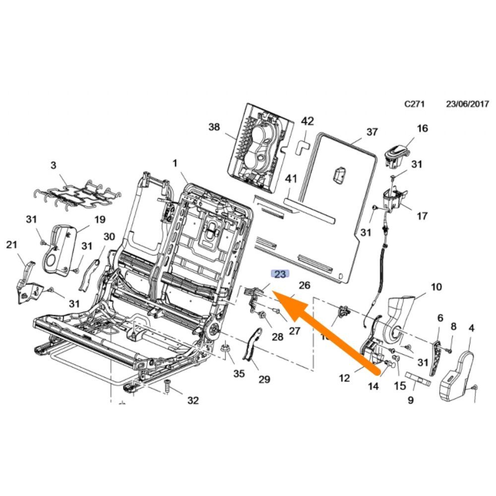 Product Code : 39061664 - Opel Crossland X Left Outer Seat Recliner Bracket GM Genuine 39061664