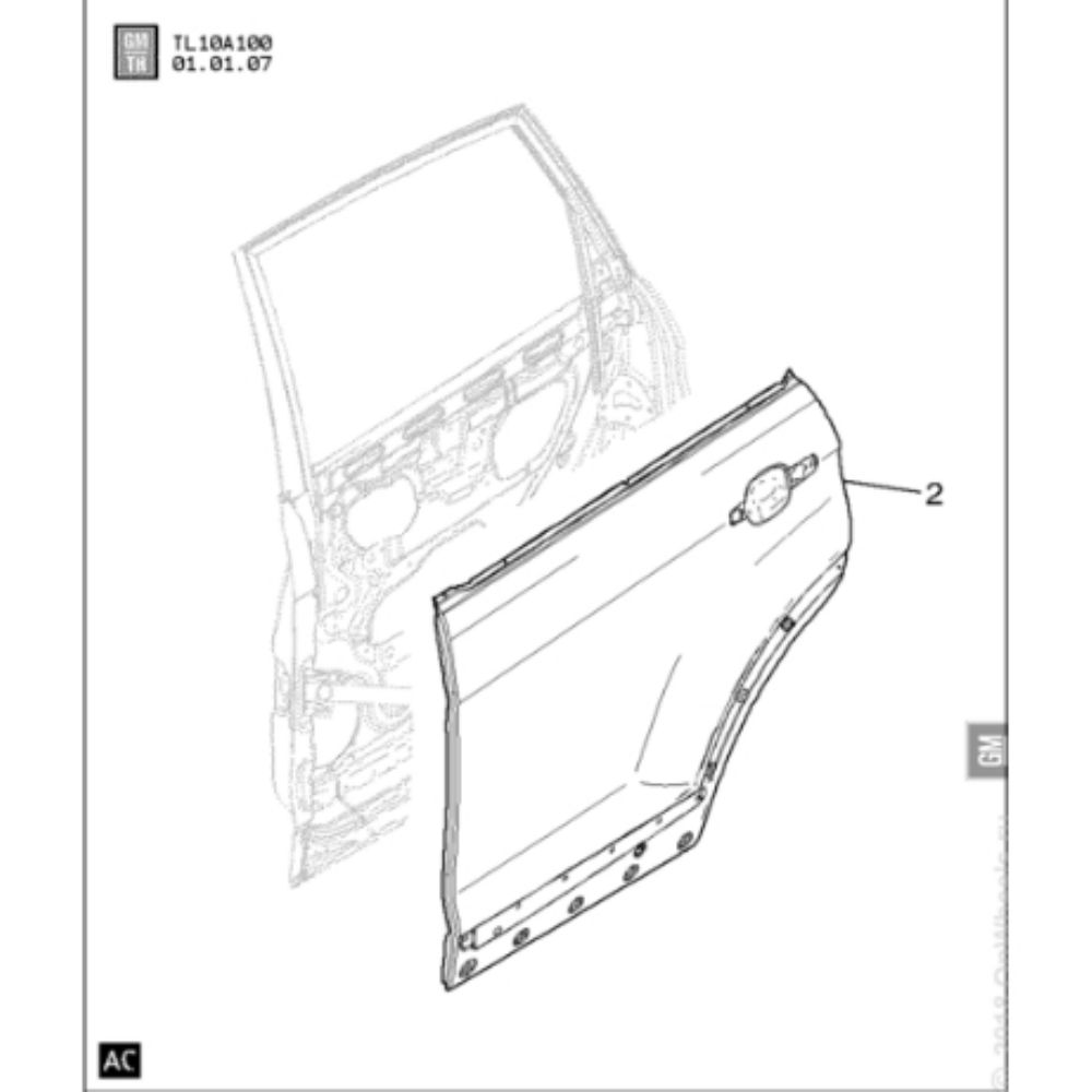 Chevrolet Captiva C140 Right Rear Door Sheet Complete GM Original 20925057 - 96623894