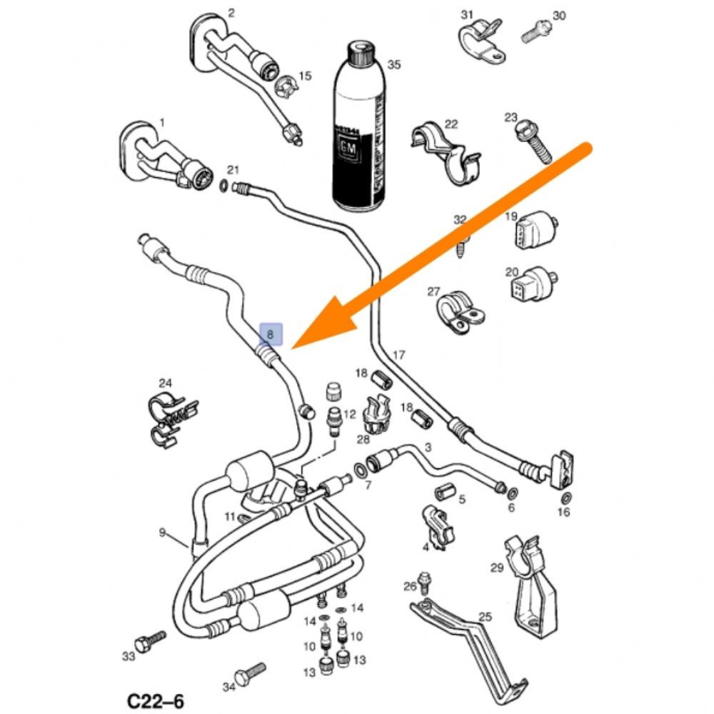 Product Code : 24461431 - Opel Omega B Air Conditioner Compressor Pipe 2.2 Engine GM Original 24461431 - 6850585