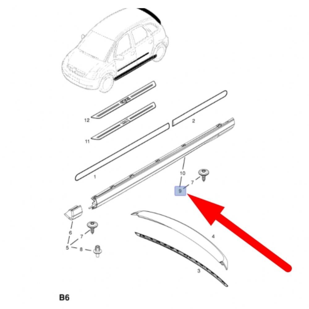 Product Code : 1705059 - Opel Meriva A Side Plastic Step Starter Right GM Genuine 1705059 - 13230084 - 13230084