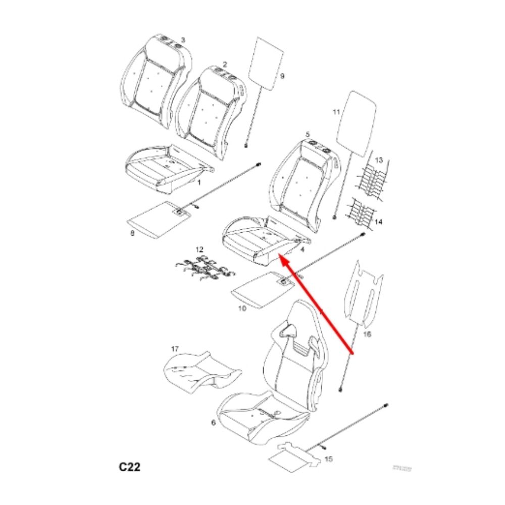 Opel Corsa D Left Front Lower Front Seat Upholstery GM Genuine 2250329 - 13210481