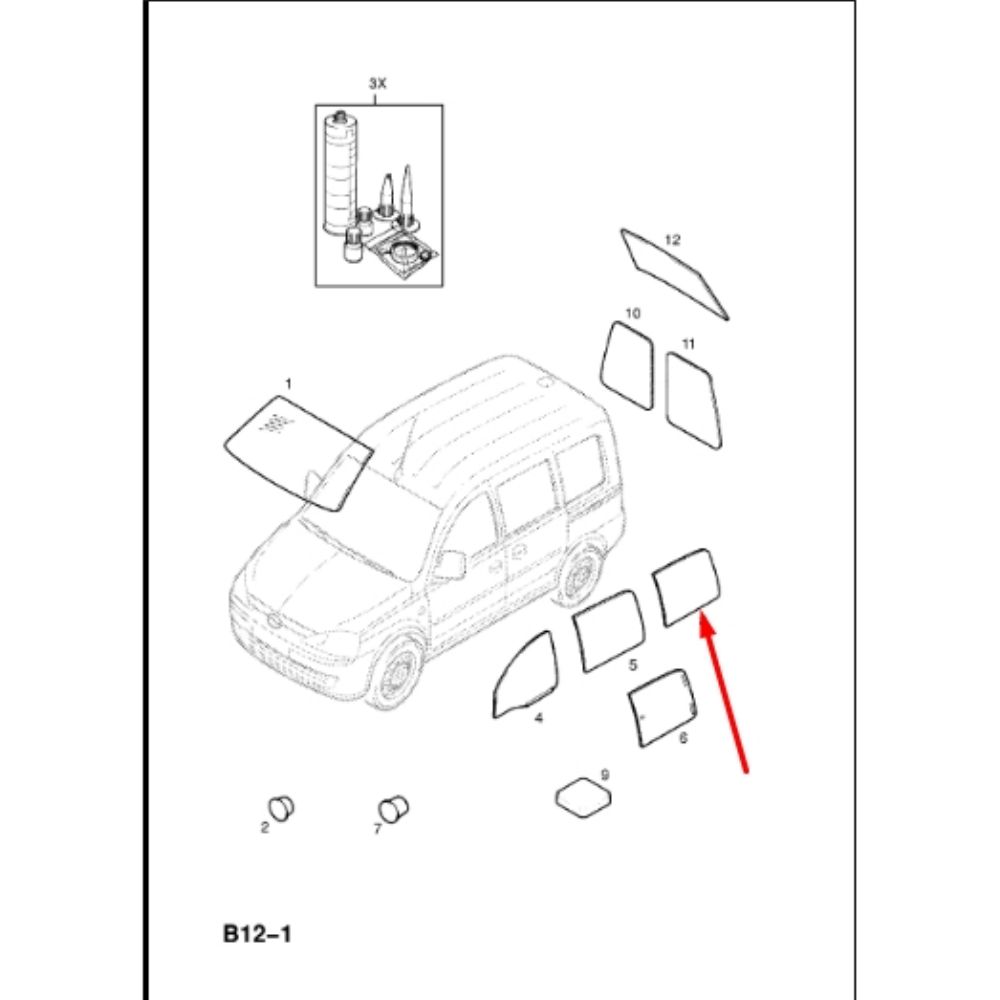 Product Code : 5161562 - Opel Combo C Right Side Sliding Door Glass GM Genuine 5161562 - 13129970