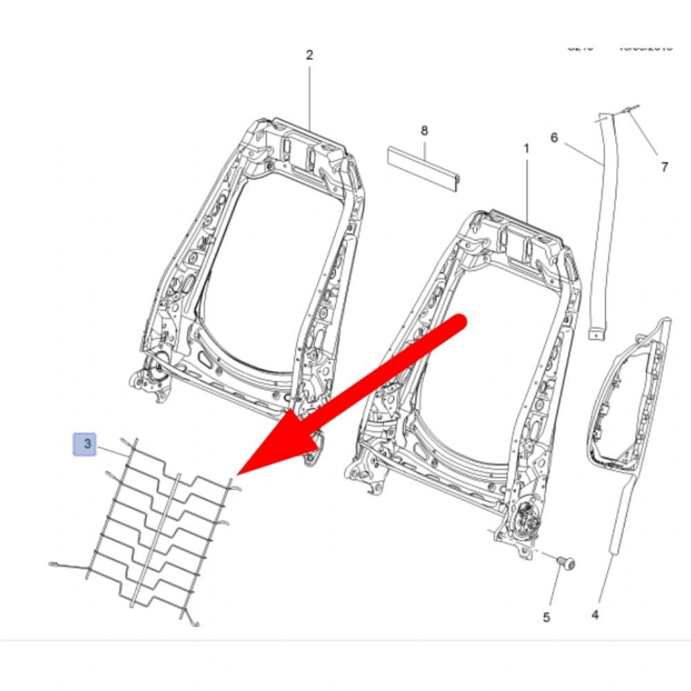 Product Code : 13421748 - Opel Corsa D Front Seat Back Upholstery Wire Skeleton GM Original 13421748 - 165342