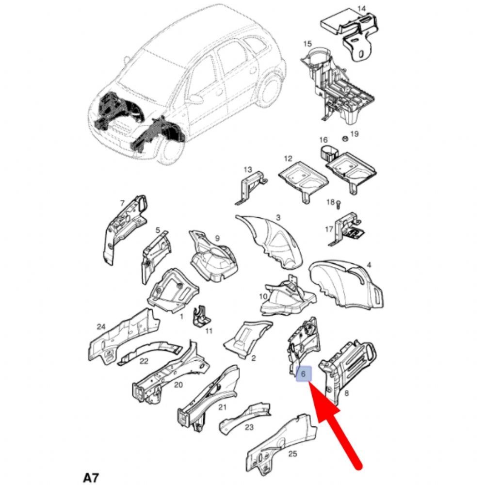 Product Code : 13157327 - Opel Meriva A Left Front Inner Strut Sheet GM Original 13157327 - 6110805