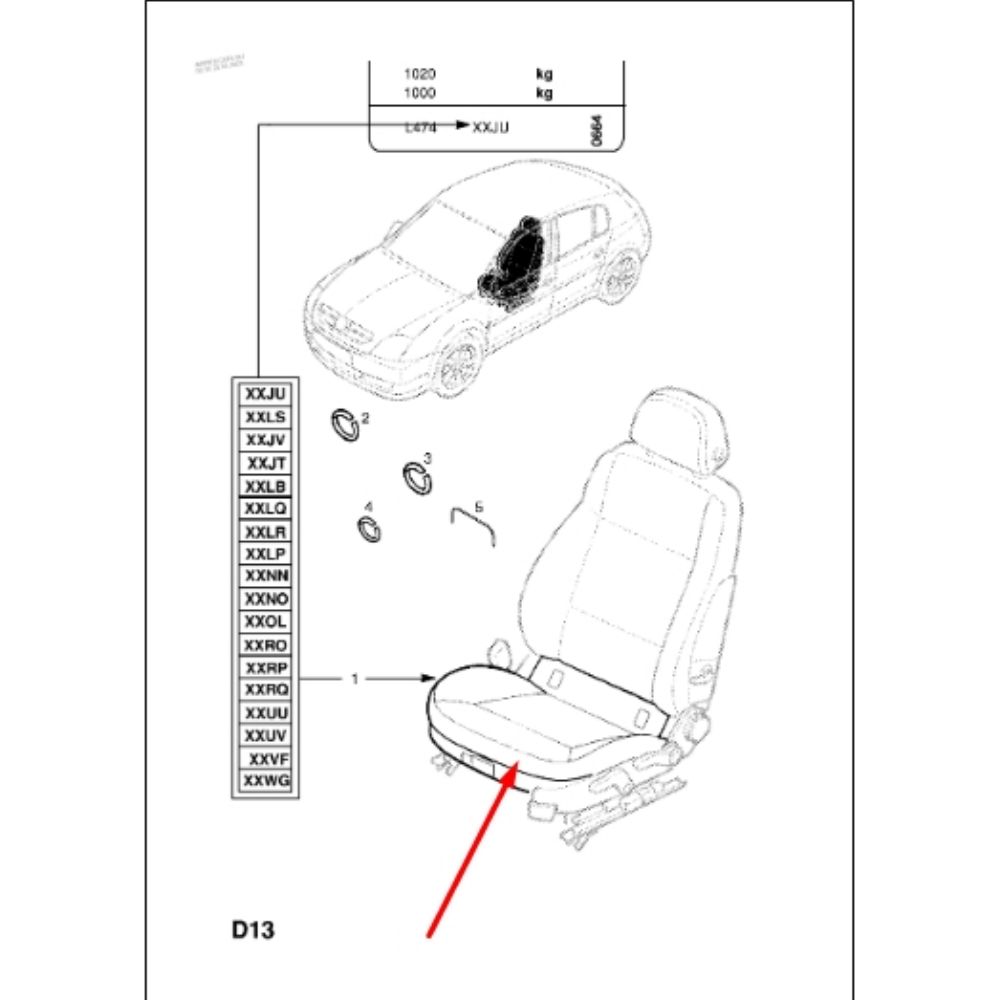 Product Code : 7256705 - Opel Signum Left Front Lower Front Seat Seat Cover Light Charcoal Colour GM Genuine 7256705 - 13160262 - 13160262