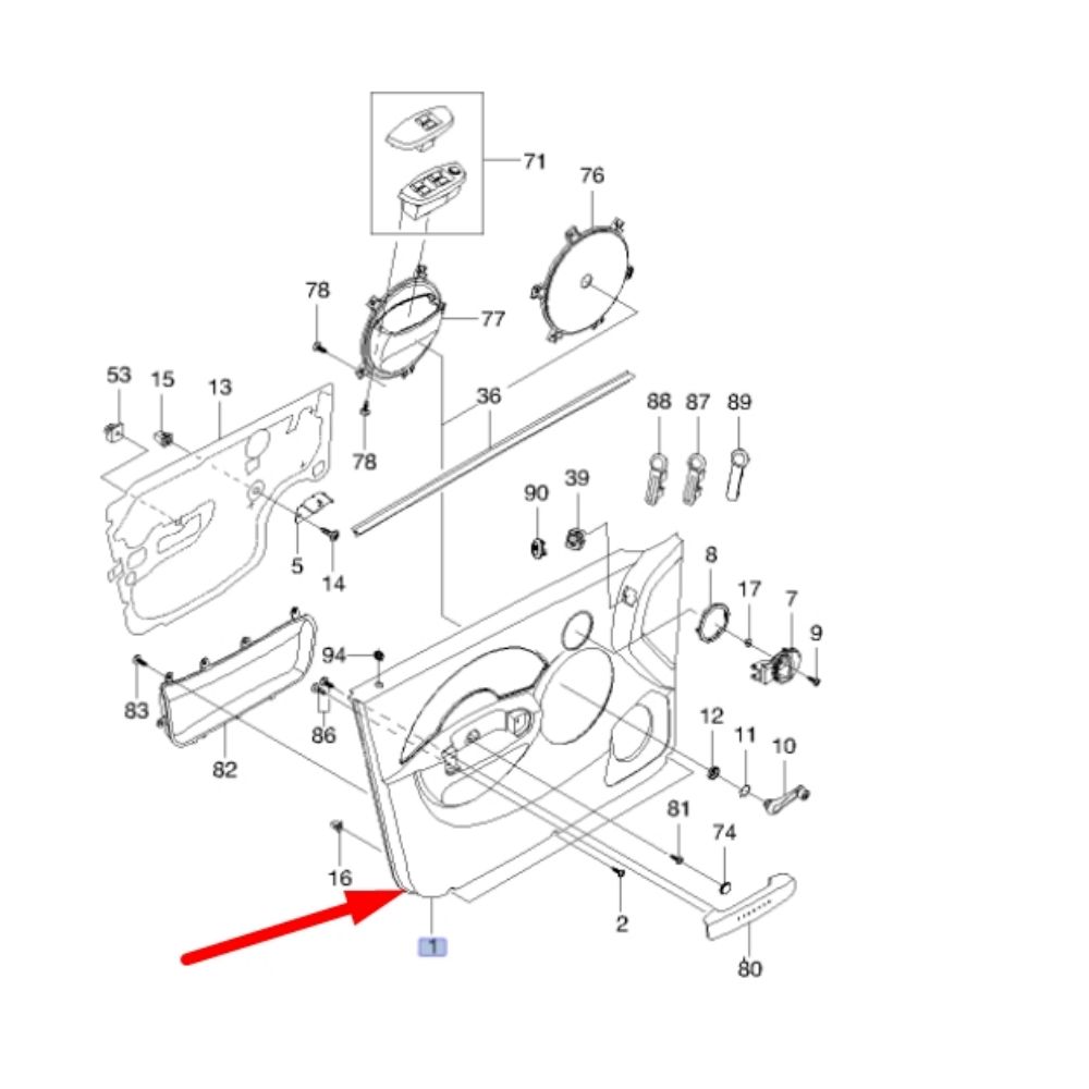 Chevrolet Kalos T200 Left Front Door Trim GM Genuine 96643443