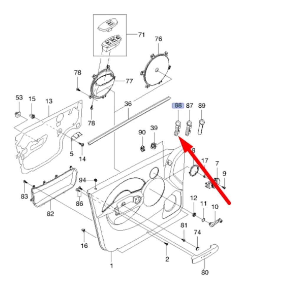 Product Code : 96461982 - Left Interior Door Card Holder Chevrolet Aveo, Kalos GM Genuine 96461982