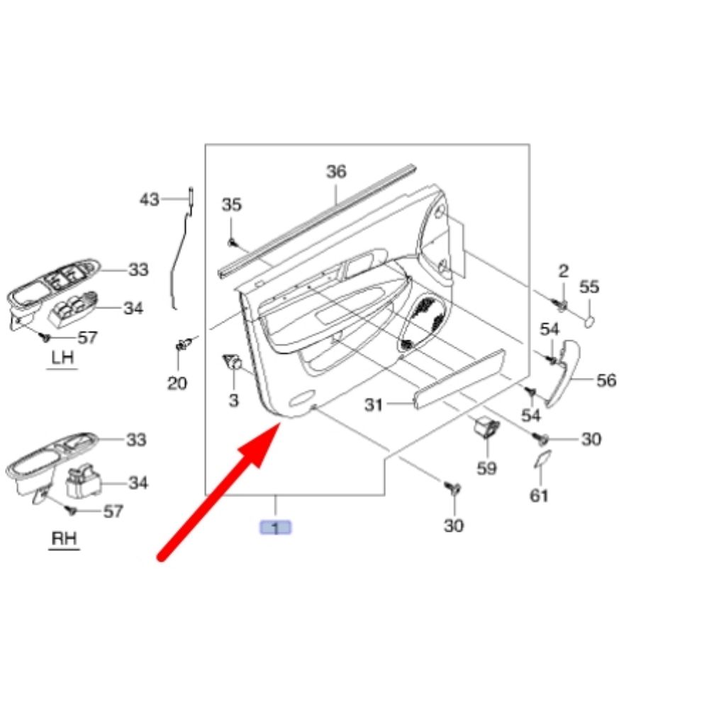 Product Code : 96404885 - Chevrolet Epica Left Front Door Trim GM Genuine 96404885