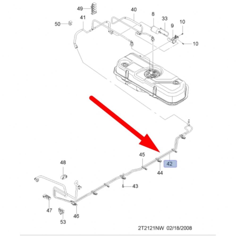 Product Code : 96808838 - Chevrolet Aveo Fuel Feed Pipe GM Genuine 96808838