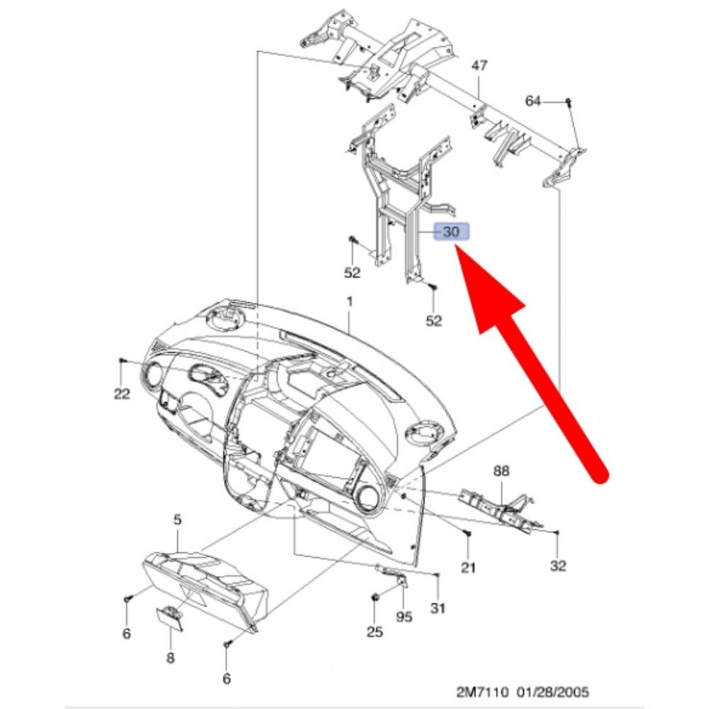 Chevrolet Spark M200 Front Centre Chest Frame GM Genuine 96591626