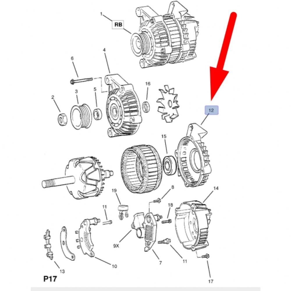 Product Code : 1206042 - Opel Vectra A Alternator Protection Cover Complete GM Genuine 1206042 - 10475136