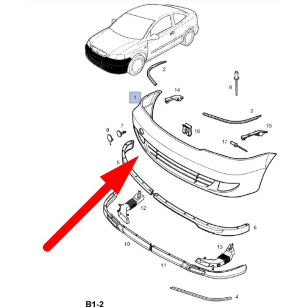 Opel Astra G Front Bumper Complete A/C Coupe Chassis F07 Primer Type GM Genuine 1400276 - 93173085