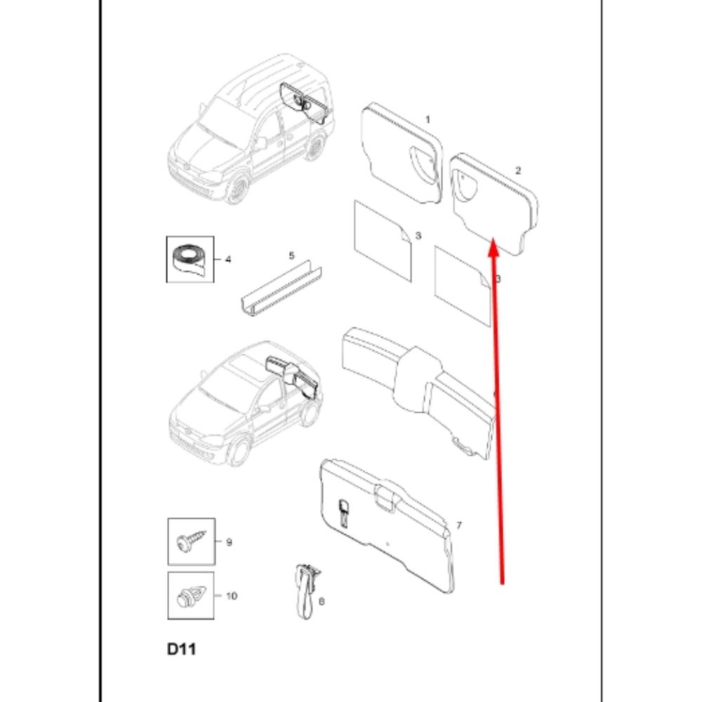 Opel Combo C Rear Boot Cover Trim Cityvan Model GM Genuine 7236086 - 91163594