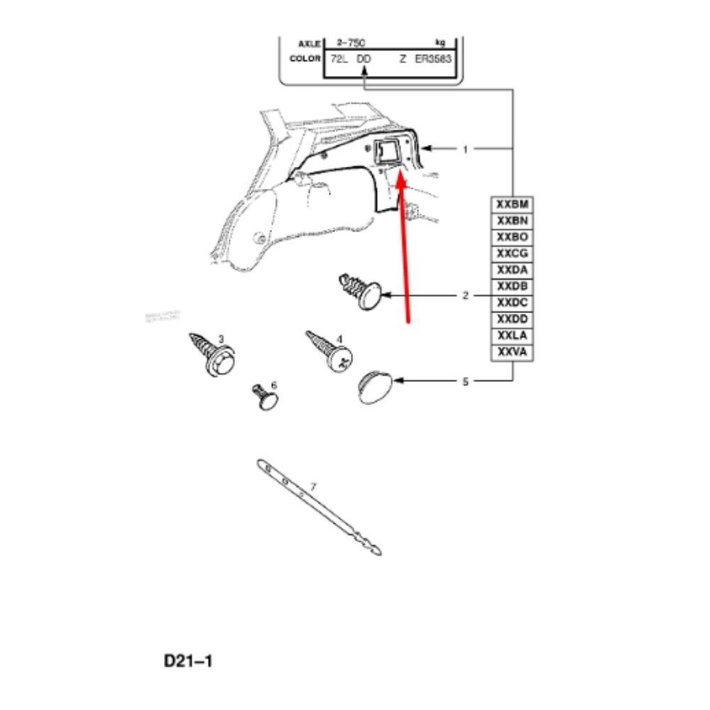 Product Code : 2336045 - Opel Astra F Left Inner Lower Trunk Rear Quarter Trim 1994 Model After GM Genuine 2336045 - 90438991