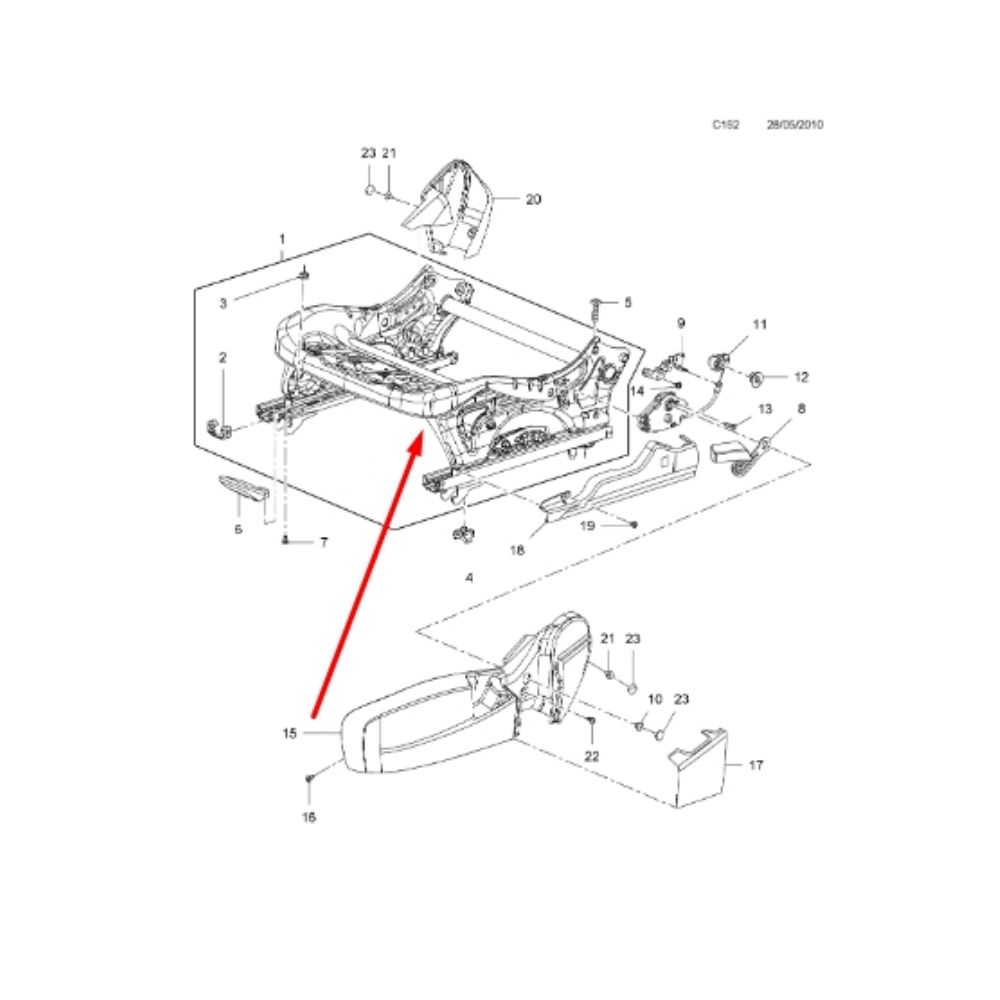 Product Code : 5165189 - Opel Insignia A Right Front Lower Front Seat Frame Complete GM Original 5165189 - 13501064