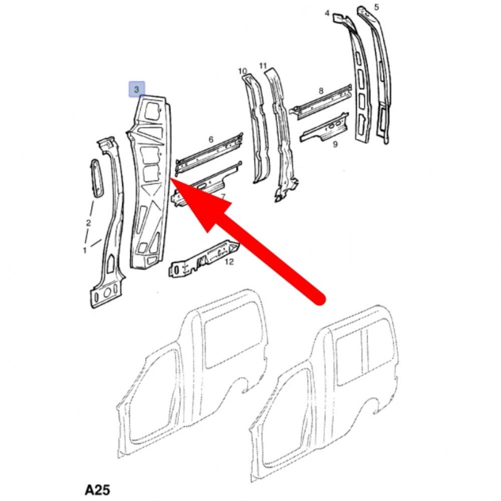 Product Code : 181656 - Opel Combo B Right Inner B Pillar Sheet GM Genuine 181656 - 90532810