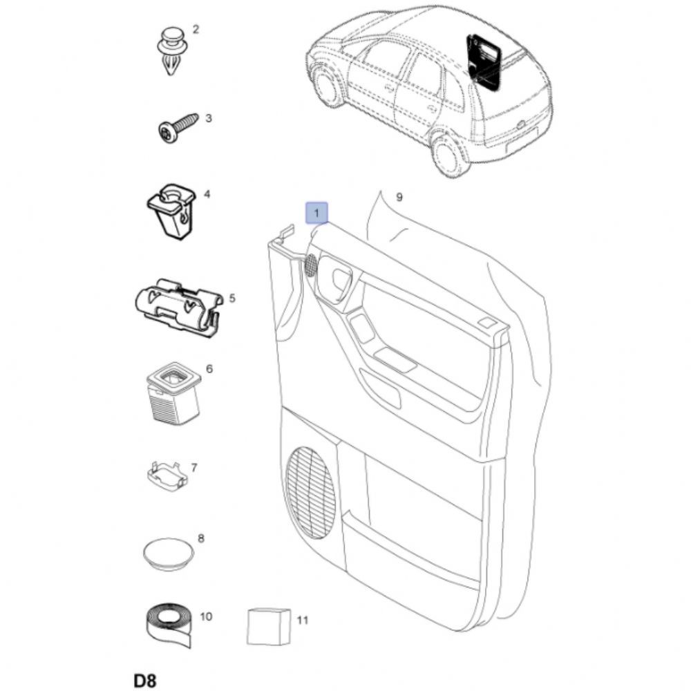 Product Code : 7231050 - Opel Meriva A Right Front Door Interior Trim Complete Smoked GM Original 7231050 - 13123529