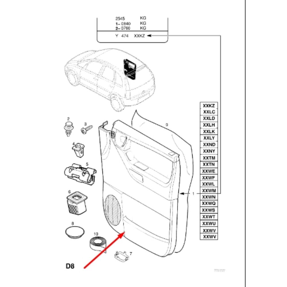 Opel Meriva A Left Front Door Interior Trim Complete Smoked GM Original 7231055 - 13133883