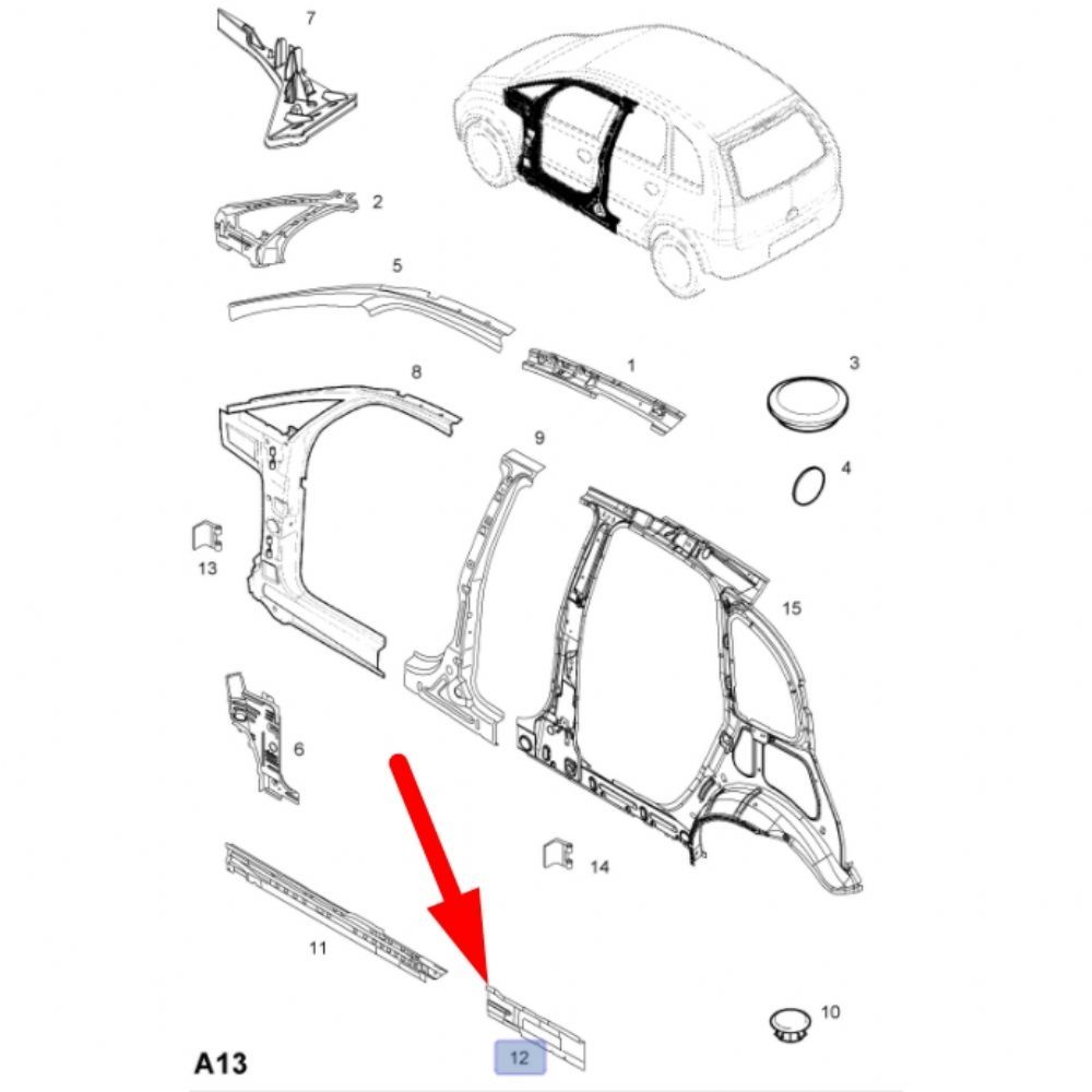 Opel Meriva A Left Rear Inner Left Starter Booster Plate GM Original 5180005 - 93175350