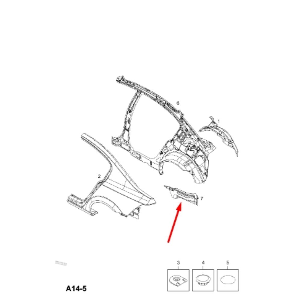 Opel Astra H SW Case Left Rear Lower Lower Fender Extension Sheet L69 GM Genuine 181320 - 93192196