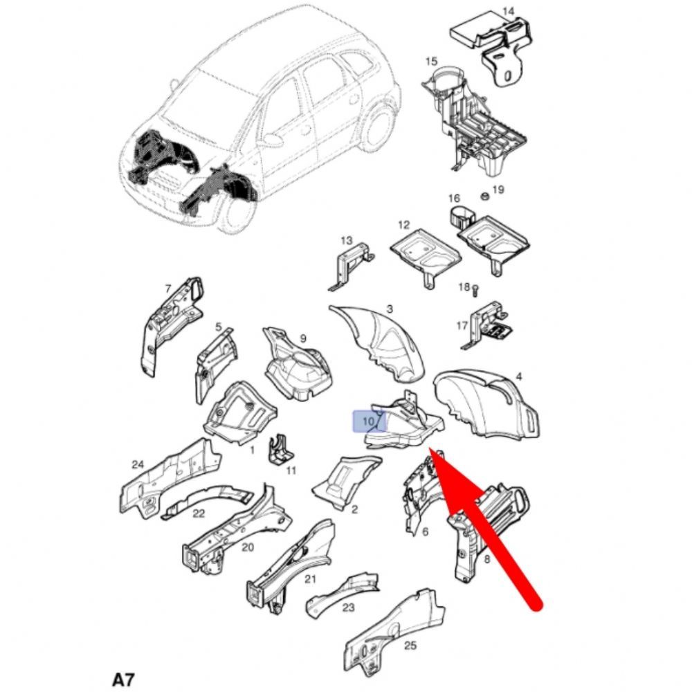 Product Code : 6110149 - Opel Meriva A Left Front Outrigger Sheet GM Genuine 6110149 - 13157329