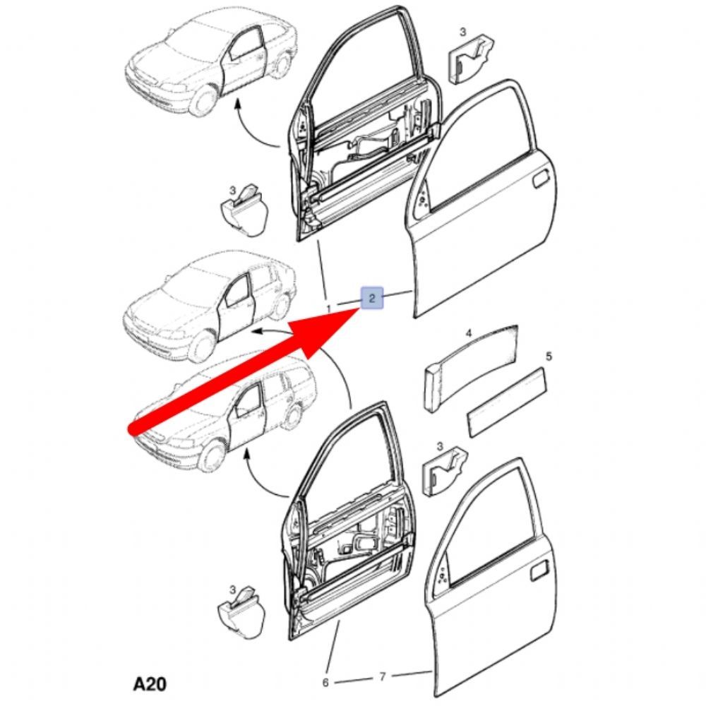 Product Code : 128023 - Opel Astra G Coupe Left Front Door Sheet GM Original 128023 - 93240524