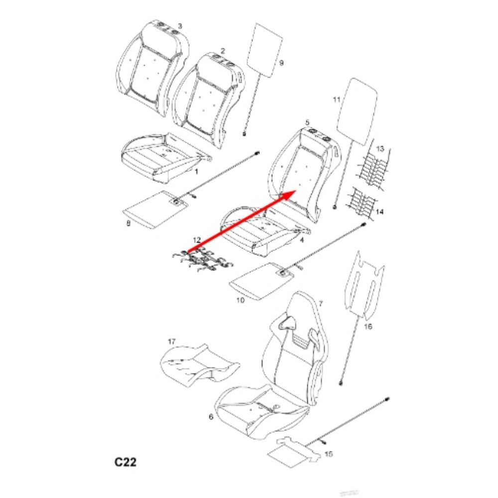 Opel Corsa D Left Front Seat Back Upholstery Complete GM Genuine 2250333 - 13210489