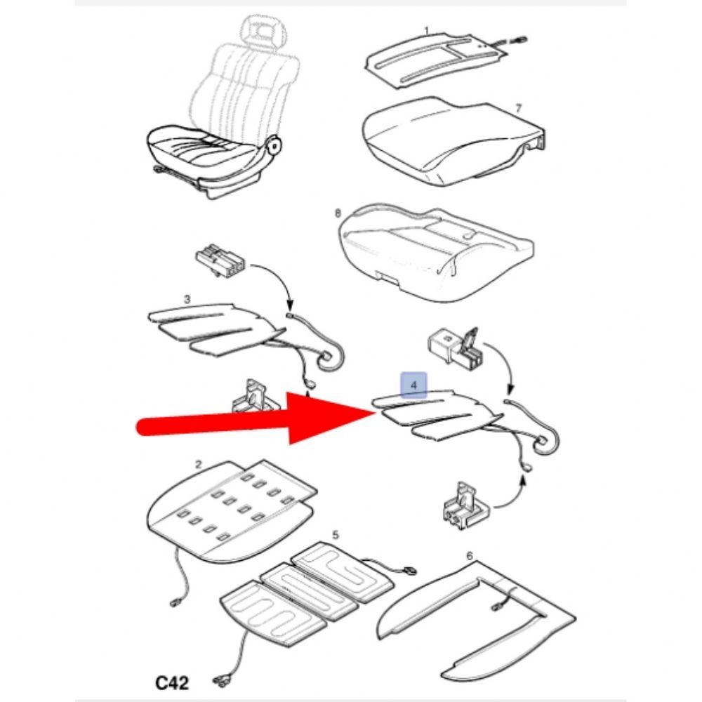 Opel Omega B Front Right Seat Backrest Heater Pad GM Original 90565771 - 1748503