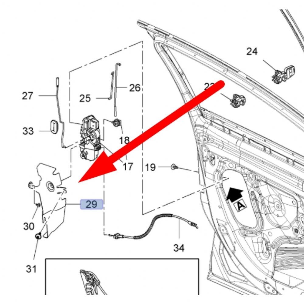 Opel Insignia A Left Front Door Lock Cover GM Genuine 13258373 - 137007