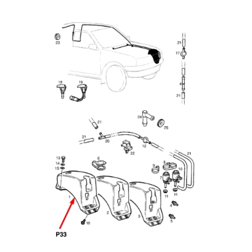 Product Code : 91143569 - Opel Frontera Window Washer Reservoir (Water Sprinkler Tank) Complete GM Original 91143569 - 1450547