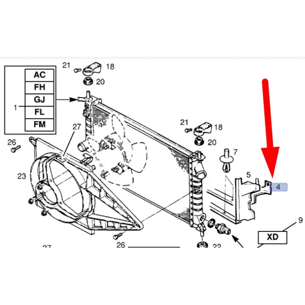 Product Code : 1312992 - Opel Astra F Radiator Fan Hood (Diverter) GM Genuine 1312992 - 90360210