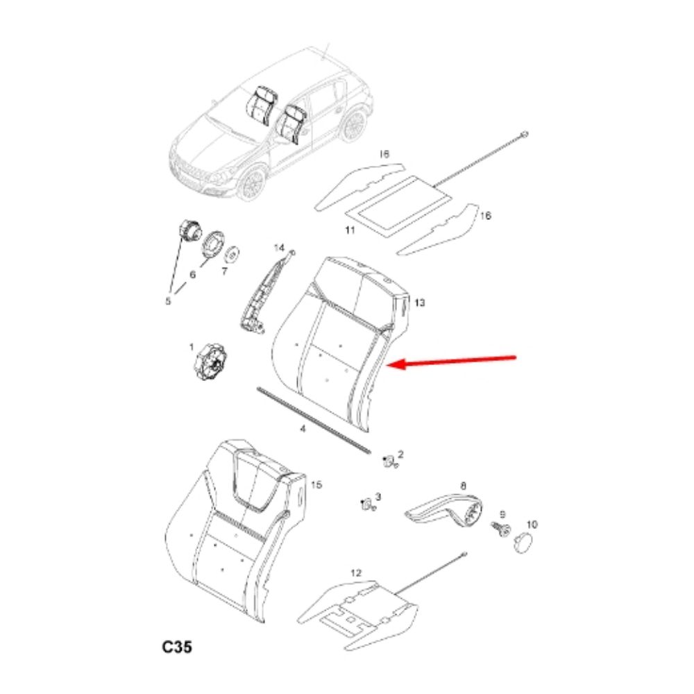 Product Code : 13115632 - Opel Astra H Right And Left Compatible Front Seat Backrest Upholstery Cover GM Original 13115632 - 2250273