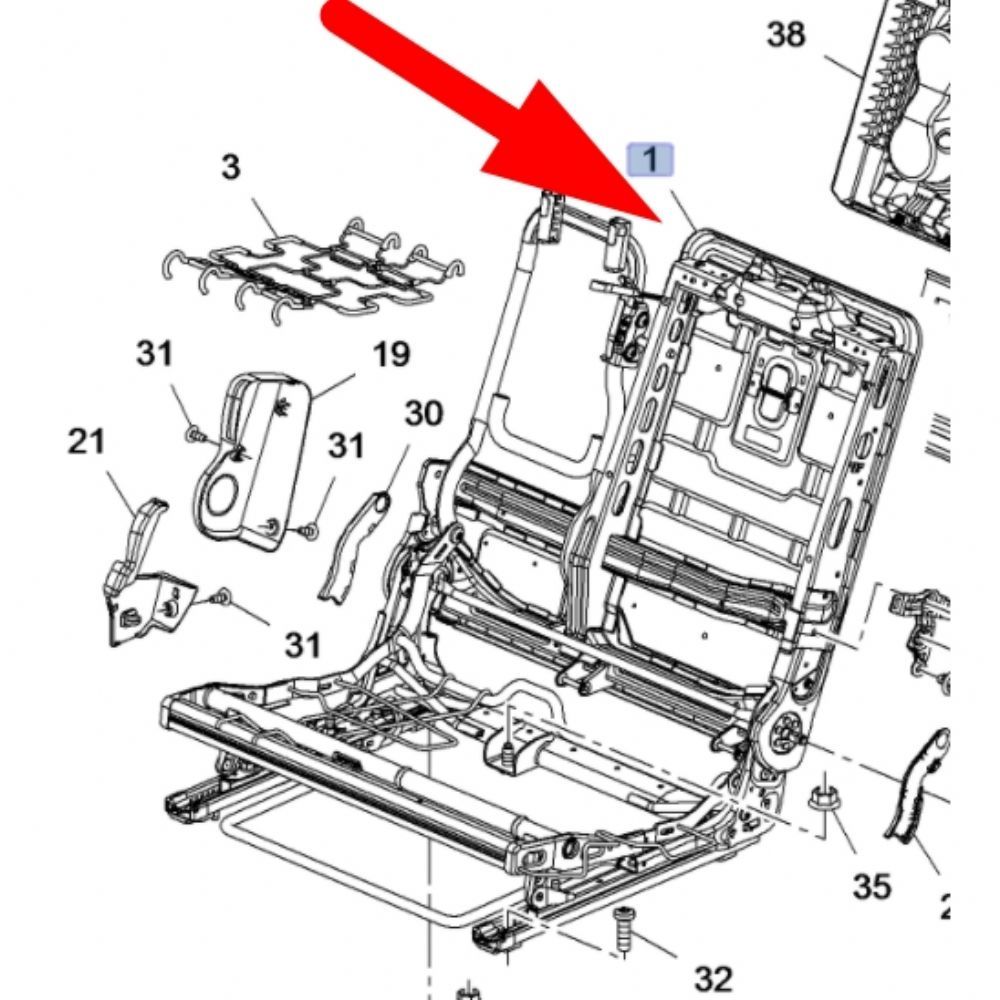 Product Code : 3644687 - Opel Crossland X Left Rear Seat Frame Complete GM Genuine 3644687 - 39210064