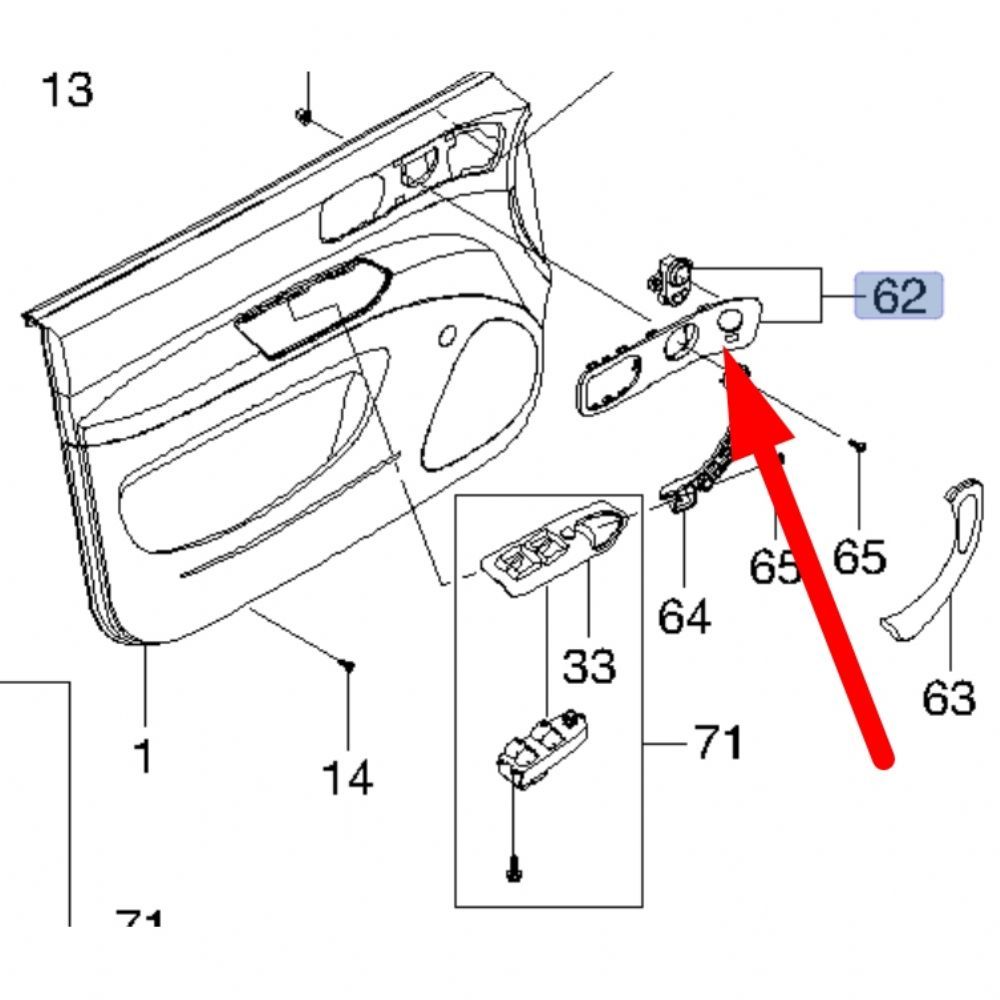 Product Code : 96414964 - Chevrolet Rezzo Right Front Interior Door Handle Frame Nickel Plated Type GM Genuine 96414964