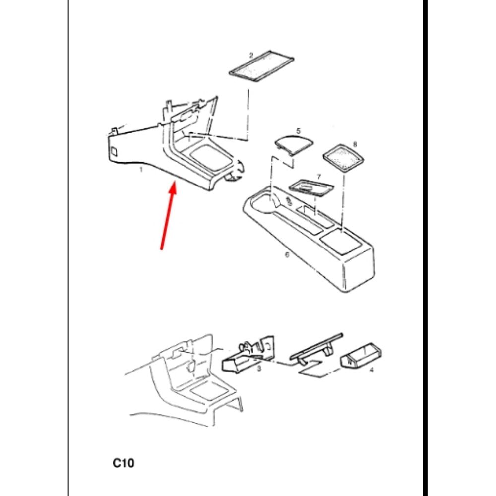 Product Code : 90348607 - Opel Vectra A Front Section Console and Gear Lever Frame Complete Grey GM Genuine 90348607 - 90310847