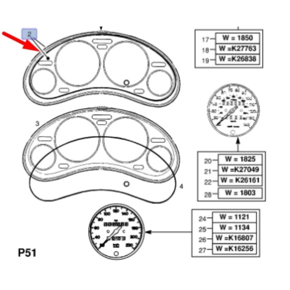 Product Code : 1234804 - Odometer Clock Cover Complete Opel Corsa B, Tigra A GM Original 1234804 - 90386326